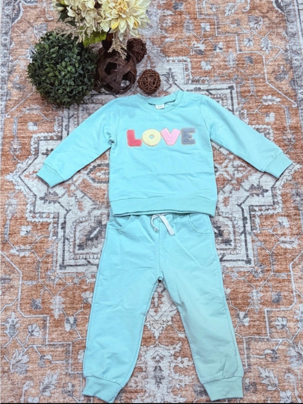 Kids Light Blue 'LOVE' Pullover & Jogger Set